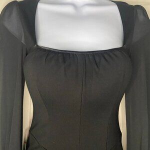 Bebe Black Long Sleeve Sheer Mid Dress Brand New With Tags Size 00